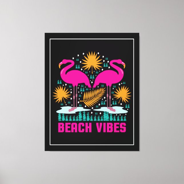 Beach Vibes Pink Flamingos-19501 Canvas Print (Front)