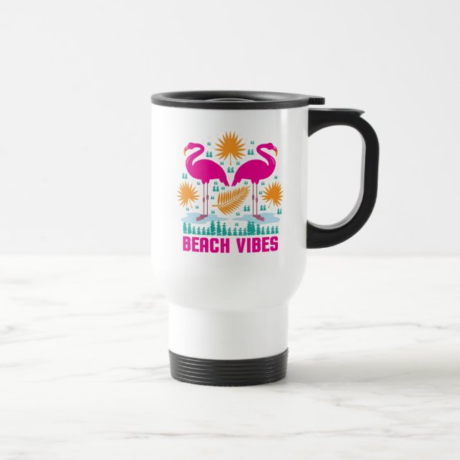 Beach Vibes Pink Flamingos-19501 Travel Mug (Right)