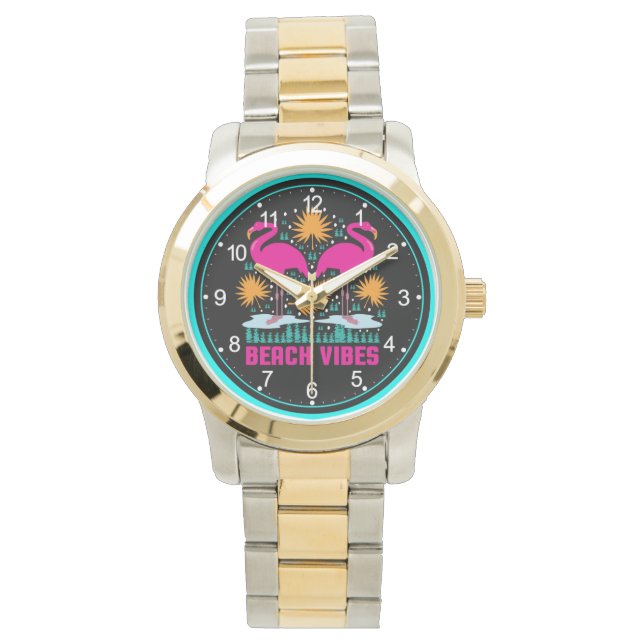 Beach Vibes Pink Flamingos-19501 Watch (Front)