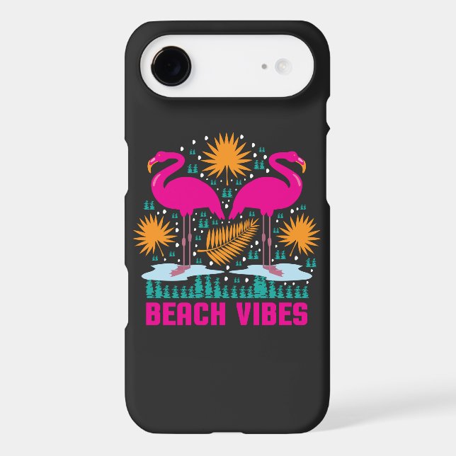Beach Vibes Pink Flamingos Design (Back)