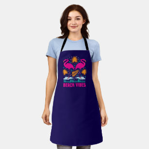 Beach Vibes Pink Flamingos Design Apron
