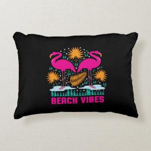Beach Vibes Pink Flamingos Design Decorative Cushion