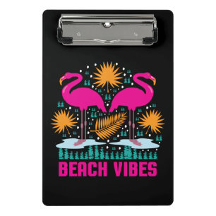 Beach Vibes Pink Flamingos Design Mini Clipboard