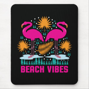Beach Vibes Pink Flamingos Design Mouse Mat
