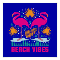 Beach Vibes Pink Flamingos Design