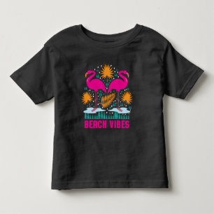 Beach Vibes Pink Flamingos Design Toddler T-Shirt