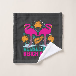Beach Vibes Pink Flamingos Design Wash Cloth