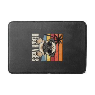 Beach Vibes Pug Dog Sunset Bath Mat