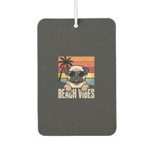 Beach Vibes Pug Dog Sunset Car Air Freshener