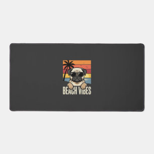 Beach Vibes Pug Dog Sunset Desk Mat