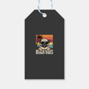 Beach Vibes Pug Dog Sunset Gift Tags
