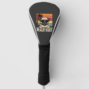 Beach Vibes Pug Dog Sunset Golf Head Cover
