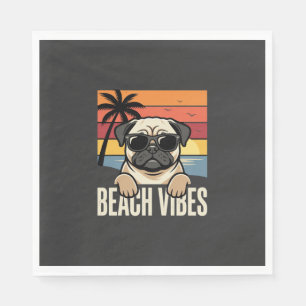Beach Vibes Pug Dog Sunset Napkin