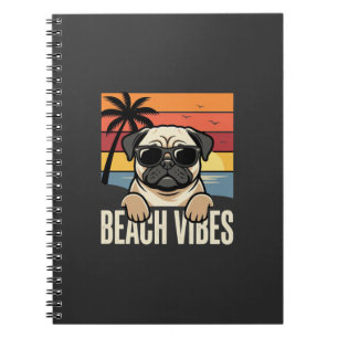 Beach Vibes Pug Dog Sunset Notebook