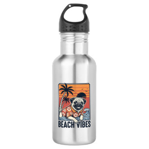 Beach Vibes Pug Vintage Engraving Design_1 532 Ml Water Bottle