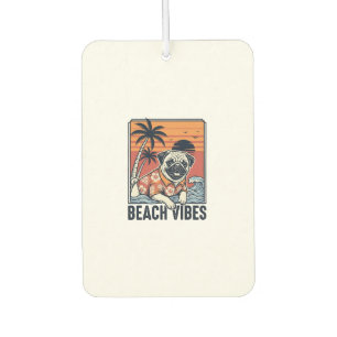 Beach Vibes Pug Vintage Engraving Design_1 Car Air Freshener