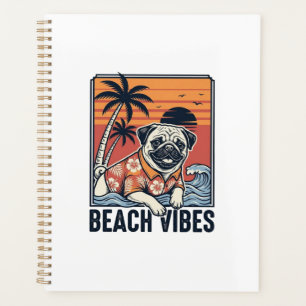 Beach Vibes Pug Vintage Engraving Design_1 Planner