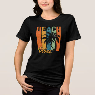 Beach Vibes Retro Summer Black T-Shirt Tri-Blend Shirt