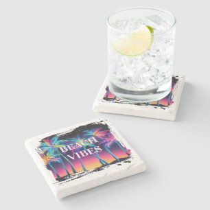 Beach Vibes Stone Coaster Set