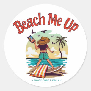 Beach Vibes: Summer Selfie Adventure Classic Round Sticker