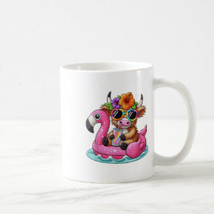 Beach Vibes Sweet Summer Cute Highland Cow Flaming Coffee Mug