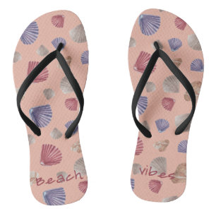 Beach Vibes text and shells on Flip Flops