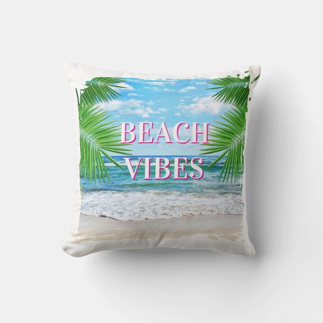 Beach Vibes Throw Pillow (Front)