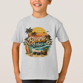 Beach Vibes Vintage Retro Sunset Tropical Beach T-Shirt