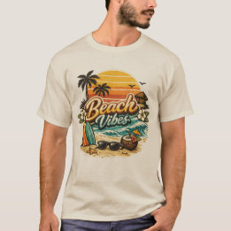 Beach Vibes Vintage Retro Sunset Tropical Beach T-Shirt