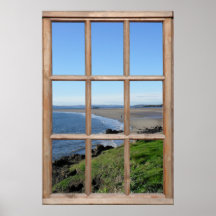 Beach View Illusion from a Fake Wood Window