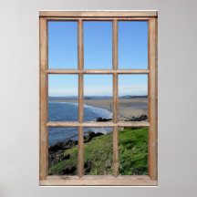 Beach View Illusion from a Fake Wood Window