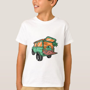 Beach View in the Car Illustration summer fun T-Shirt