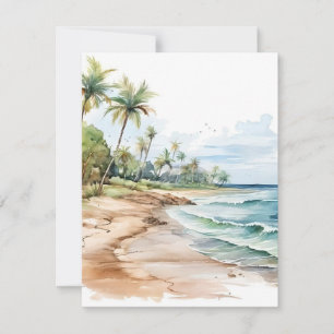 Beach View In Watercolors Holiday Card