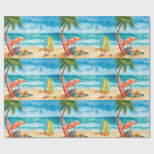 Beach view with Thank you text on the Sky Wrapping Paper