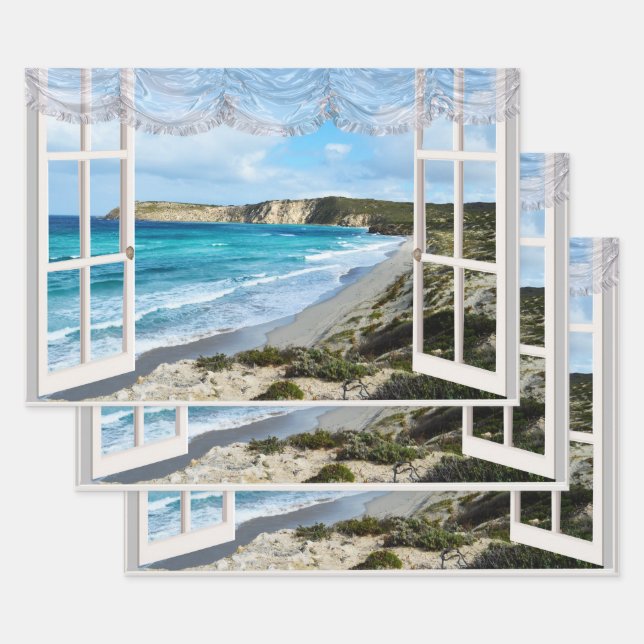 Beach Views Through My Window, Wrapping Paper Sheet (Set)