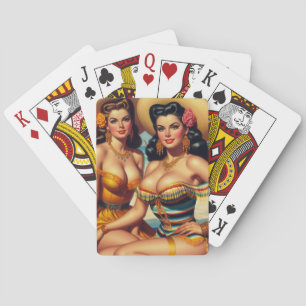 Beach Vintage Beauty Girls  Playing Cards