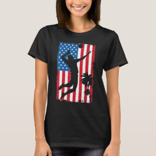 Beach Volleyball American Flag Usa Sports Vintage T-Shirt