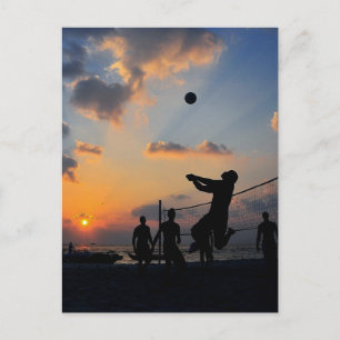 Beach Volleyball at Sunset Postcard