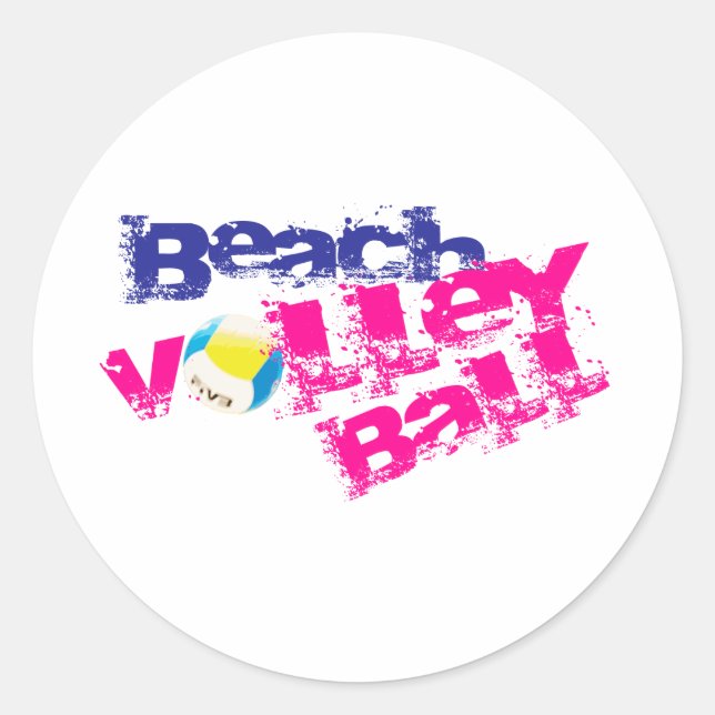 Beach Volleyball Classic Round Sticker (Front)