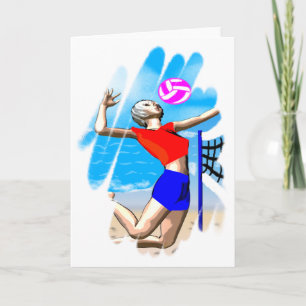 Beach Volleyball Girl Greeting Card