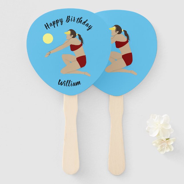 Beach Volleyball Hand Fan (Front and Back)