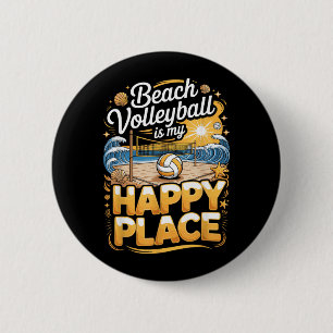 Beach Volleyball is My Happy Place Player 6 Cm Round Badge