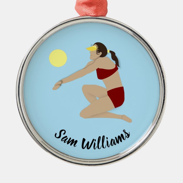 Beach Volleyball Metal Tree Decoration (Front)