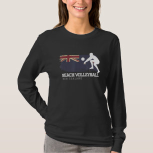 Beach Volleyball New Zealand Flag Love Volleyball T-Shirt