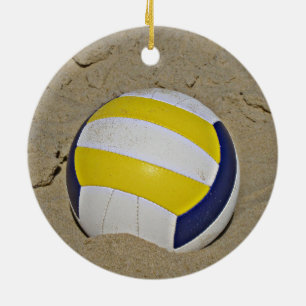 BEACH VOLLEYBALL PHOTO CERAMIC TREE DECORATION