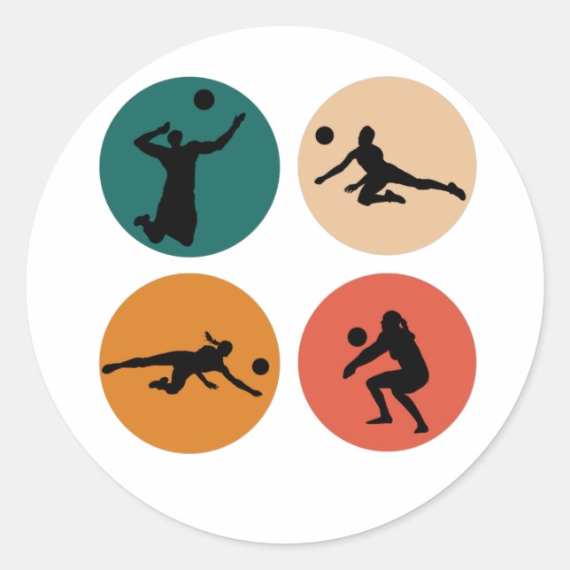 Beach Volleyball Player Attacking Hitting  Classic Round Sticker (Front)