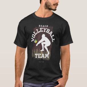 Beach Volleyball Qatar Flag Love Volleyball Player T-Shirt