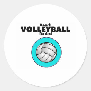 Beach Volleyball Rocks Classic Round Sticker