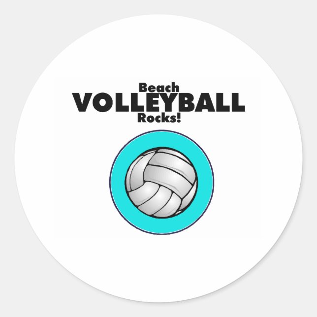 Beach Volleyball Rocks Classic Round Sticker (Front)