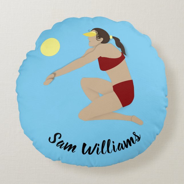 Beach Volleyball Round Cushion (Front)